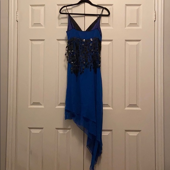 Blue evening dress with black sequin detailing - Picture 4 of 4
